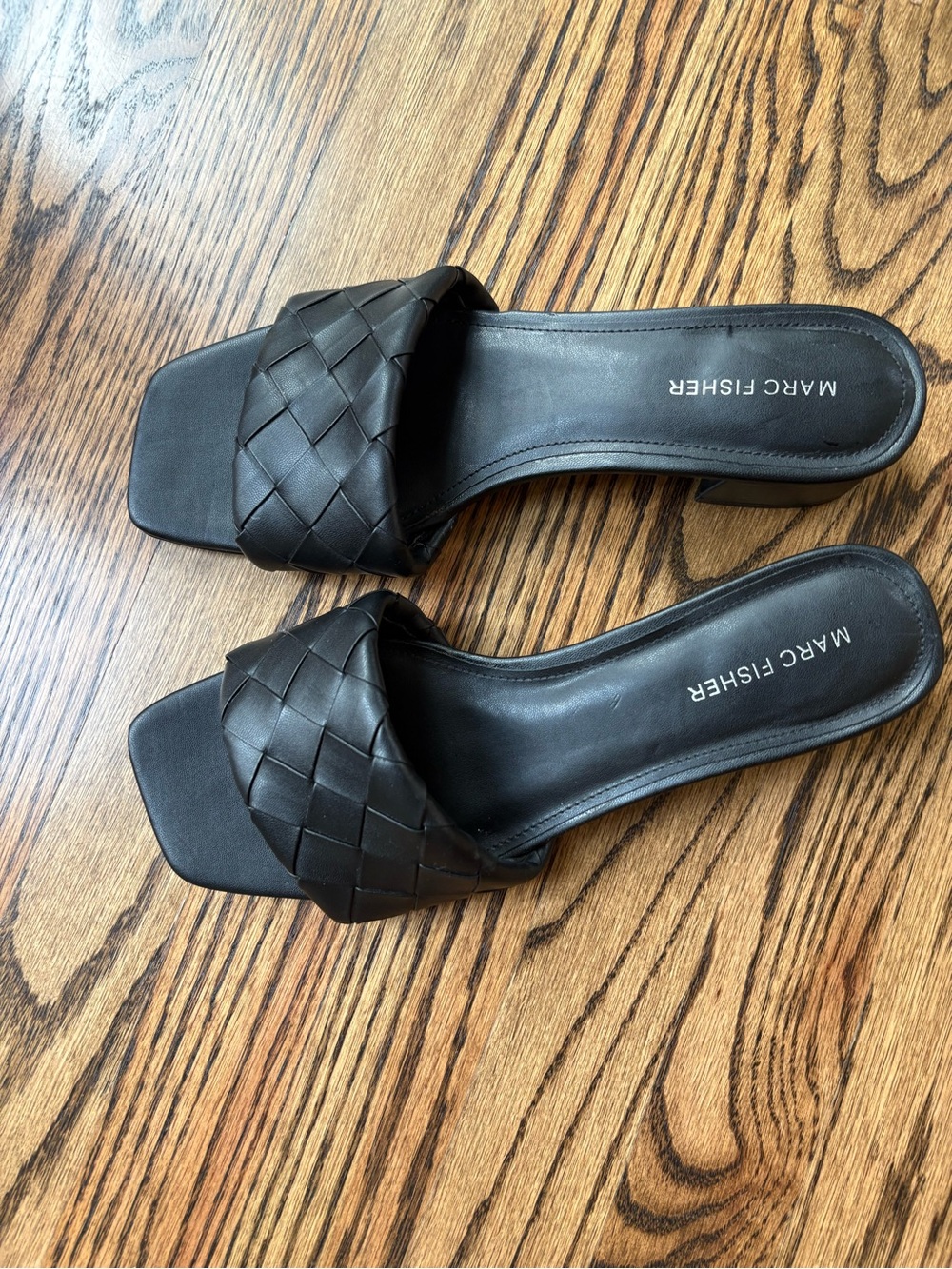 Marc Fisher Black Braided Slide Sandals
